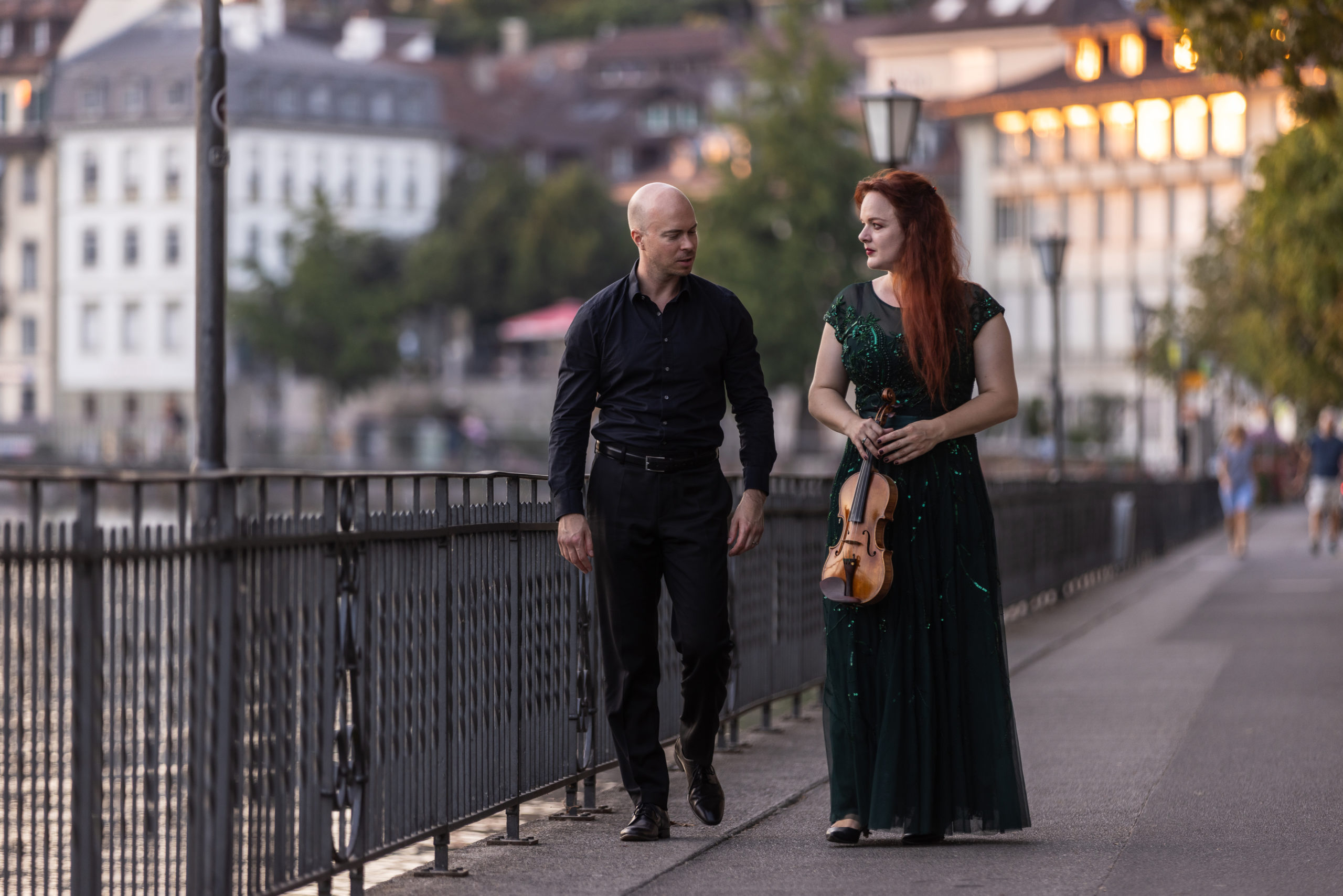 Christian Chamorel et Rachel Kolly avec son violon